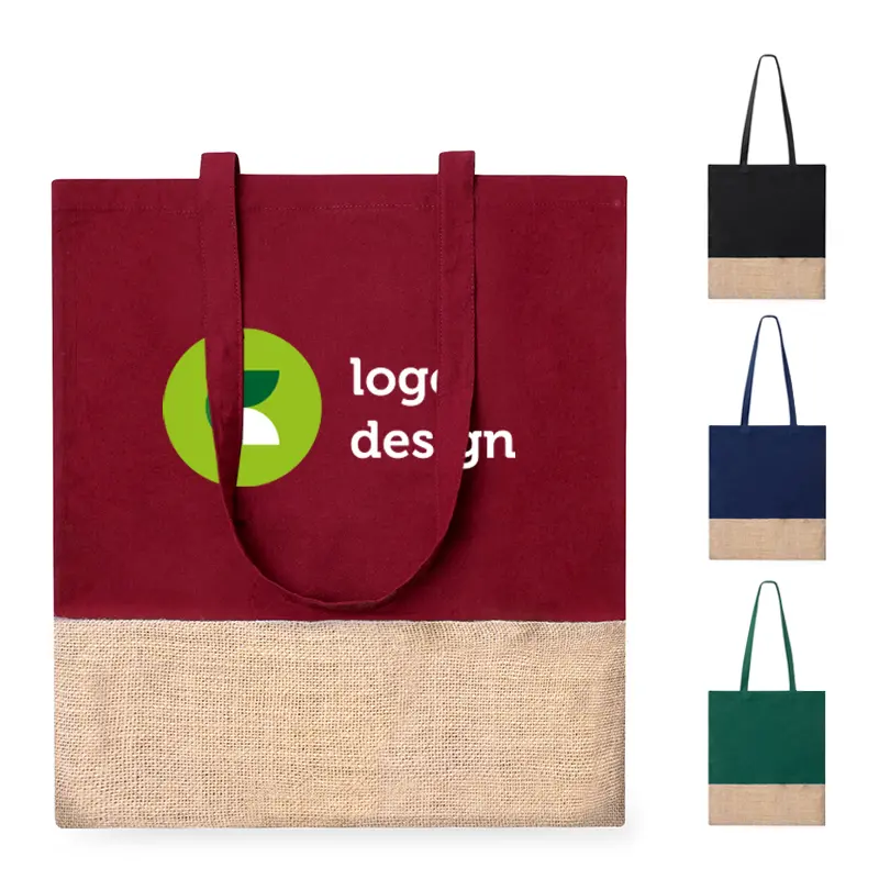 Tragetasche mit Jute-Unterseite in verschiedenen Farben