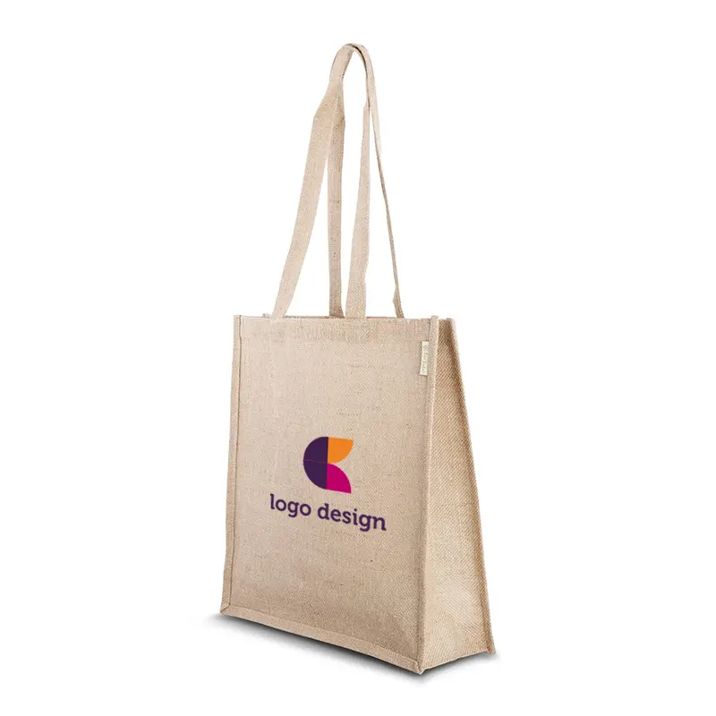 Jute-Schultertasche mit langen Henkeln zum Einkaufen
