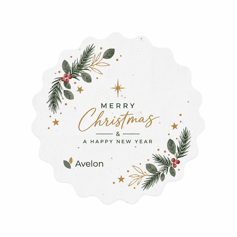 Runde Samenpapier-Karte A6 gewellter Rand | Weihnachten
