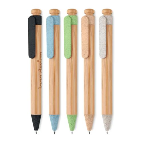 Gravierter Stift aus Weizenstroh und Bambus - Bild 1